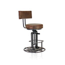 Simplex Industrial Dining Chair - Adjustable Height Crank - Brown Leather - Knox Deco - Seating