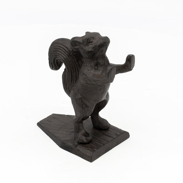 Squirrel Pushing Back Bookend Door Stop - Metal - Cast Iron Figurine - Knox Deco - Decor