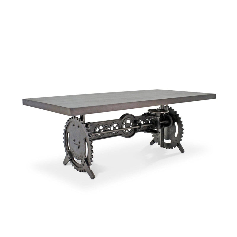 Steampunk Adjustable Dining Table - Iron Crank Base - Ebony Top - Knox Deco - Tables