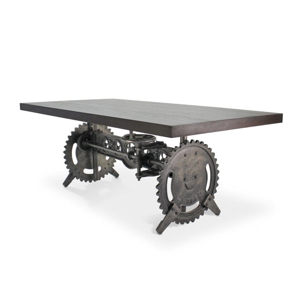 Steampunk Adjustable Dining Table - Iron Crank Base - Ebony Top - Knox Deco - Tables