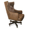 Tufted Brown Leather Adjustable Executive Office Chair- Casters - Knox Deco - Seating
