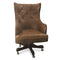 Tufted Brown Leather Adjustable Executive Office Chair- Casters - Knox Deco - Seating