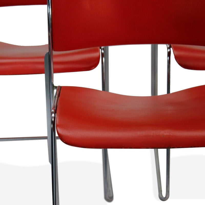 Vintage David Rowland 40/4 Side Chair - Set of 4 - Orange - Chrome MCM - Knox Deco - Seating