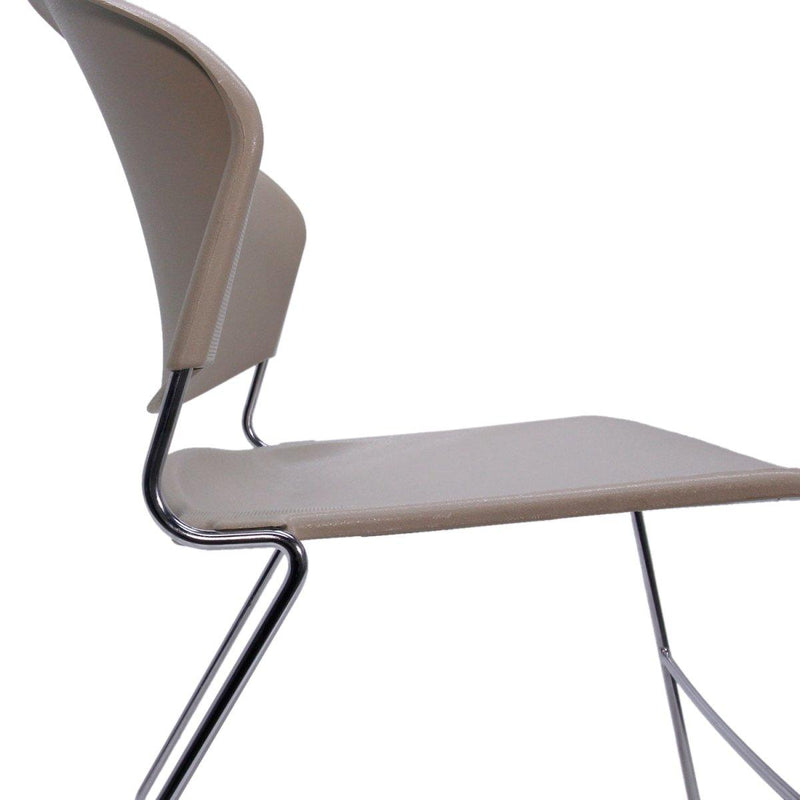 Vintage EckAdams Chair - Tan - Chrome Sled Base - Stackable MCM - Pair - Knox Deco - Seating