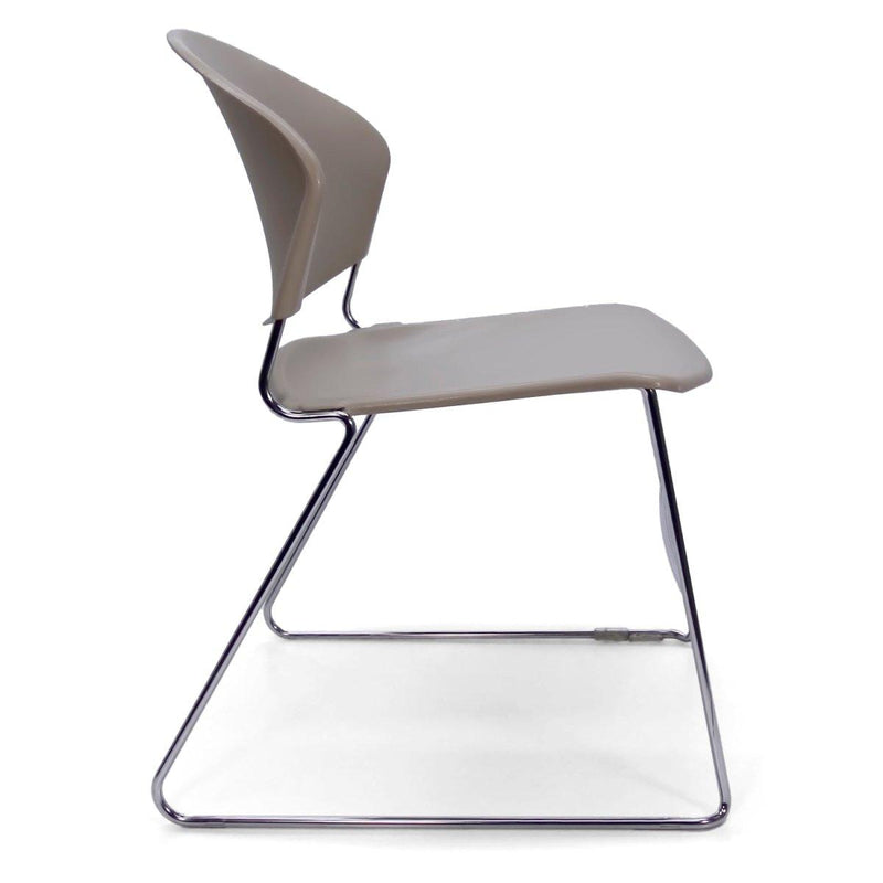 Vintage EckAdams Chair - Tan - Chrome Sled Base - Stackable MCM - Pair - Knox Deco - Seating