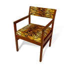 Vintage Mid Century Walnut Armchair - Velvet Tiger Skin Upholstery MCM - Knox Deco - Seating