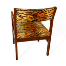 Vintage Mid Century Walnut Armchair - Velvet Tiger Skin Upholstery MCM - Knox Deco - Seating