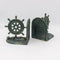 Vintage Nautical Ship Wheel Bookends - Metal - Cast Iron - Pair - Knox Deco - Bookends