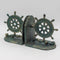 Vintage Nautical Ship Wheel Bookends - Metal - Cast Iron - Pair - Knox Deco - Bookends