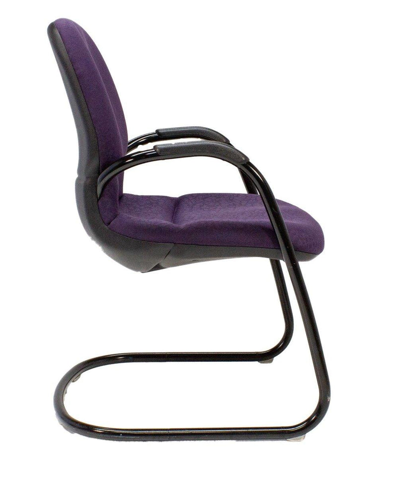Vintage Steelcase Side Chair - Purple Fabric - Black Stationary Armchair - Knox Deco - Seating