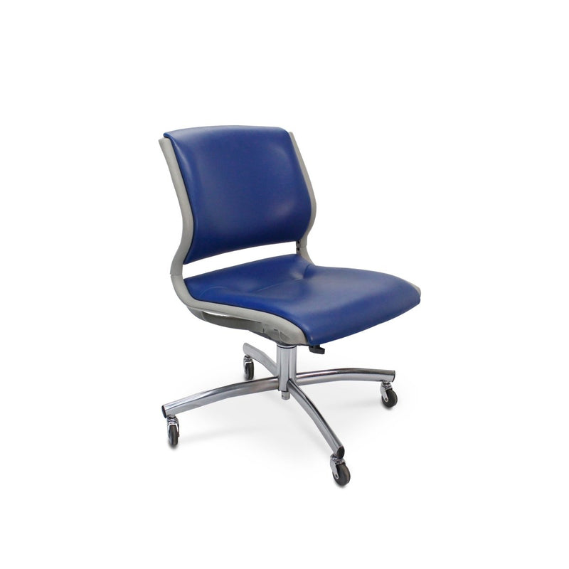 Vintage Steelcase Office Chair - Blue Vinyl - Adjustable - Casters – MCM - Knox Deco - Seating