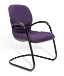 Vintage Steelcase Side Chair - Purple Fabric - Black Stationary Armchair - Knox Deco - Seating