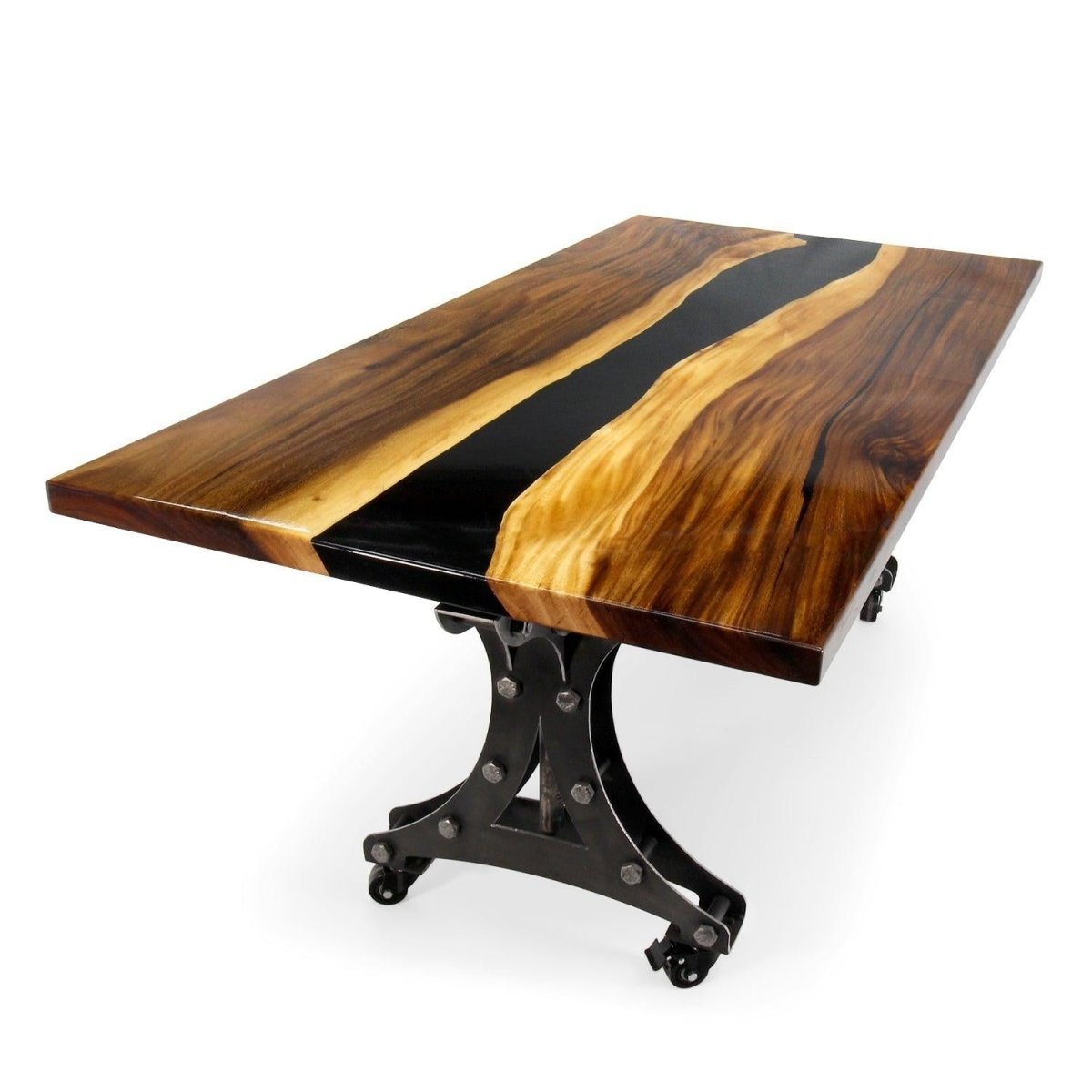 Live Edge Walnut & Glass River Dining Table – Metal-wood-furniture