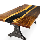 Walnut Live Edge Slab Dining Table Top - Black River Epoxy - 80 x 40 x 2" - Knox Deco - DIY