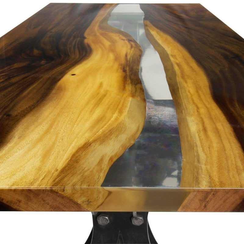 Walnut Live Edge Slab Dining Tabletop - Clear River Resin - 80 x 40 x 2" - Knox Deco - DIY