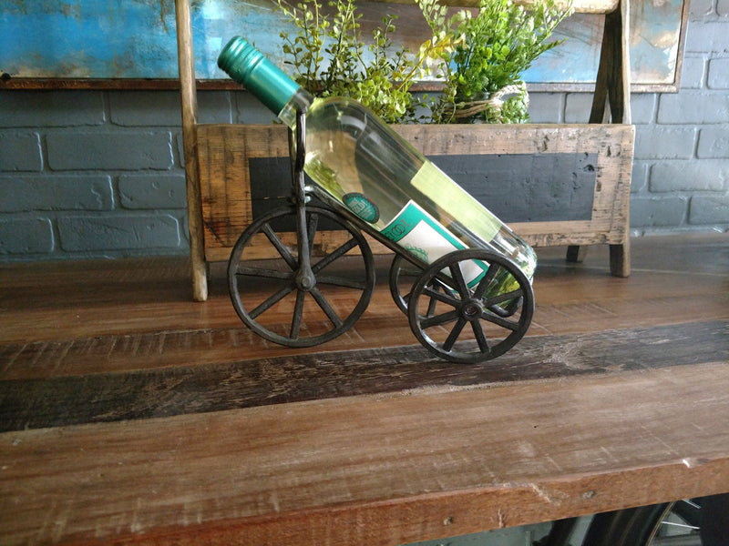 Wine Bottle Holder Bicycle Tri-Wheel Design Cast Iron - Knox Deco - Decor