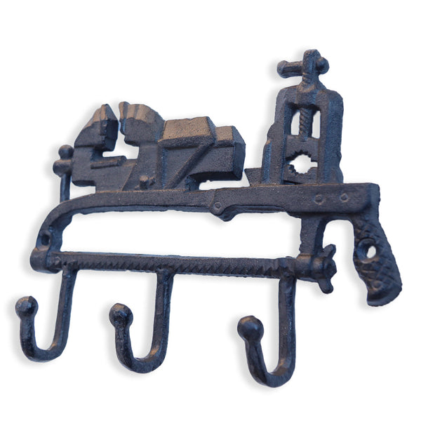 Large Wrench Workshop Wall Hanger Hooks - Cast Iron Embossed Metal